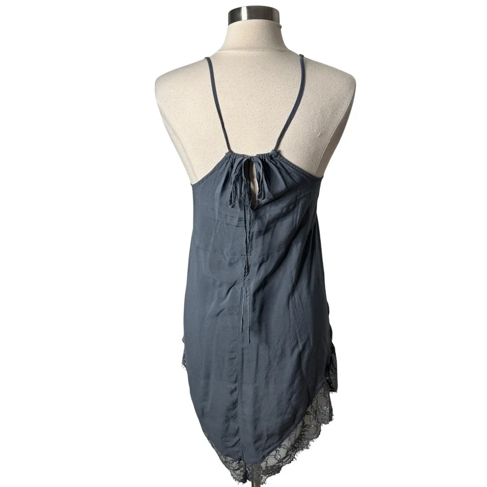 Free People Intimately Boho Lace Trim Slip Dress Slate Gray Womens‎ Small